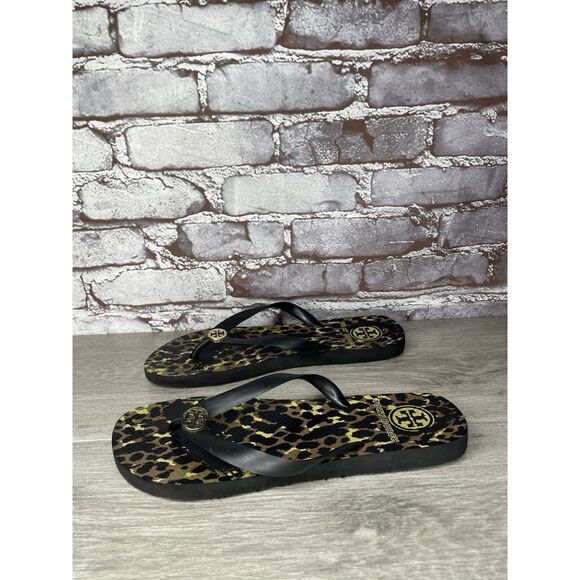 Tory Burch Animal Leopard Cheetah Print Black FlipFlops Sandals Women 9M US/40EU - Picture 13 of 16